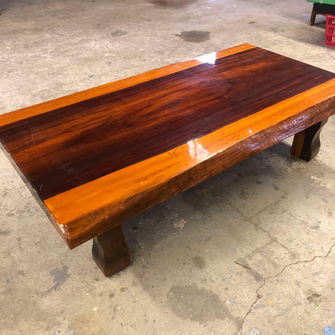 紅紫檀 無垢材一枚板の座卓 板厚55mm 輸入規制の希少木材 希少な耳付き