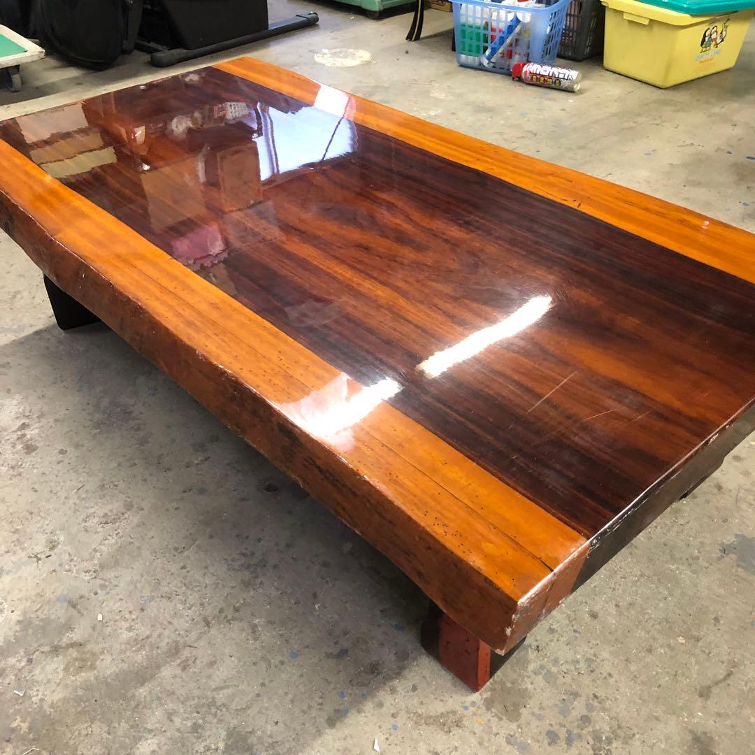 紅紫檀 無垢材一枚板の座卓 板厚55mm 輸入規制の希少木材 希少な耳付き