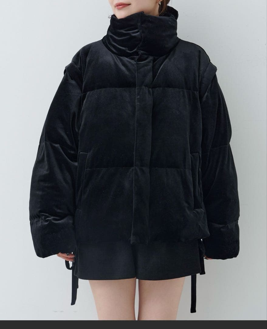 Kastane 袖取り外し可/2WAY ベロアパディングブルゾン