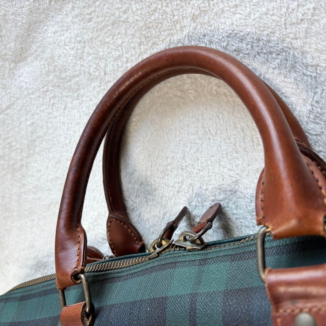 ポロラルフローレン ブラックウォッチ ボストンバッグ PVCレザー グリーン 緑