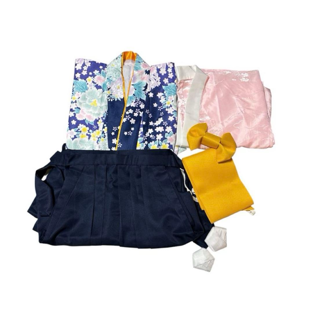 美品　KYOETSU 卒業式　袴　５点セット　簡単着付け　160 花柄　即日