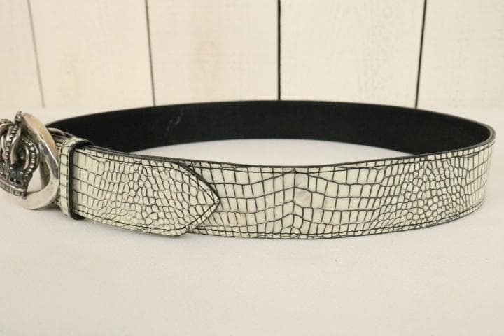 リ*君様 【超美品】☆ジャスティンデイビス： シルバー925　王冠バックル　レザ