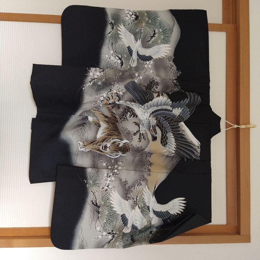 七五三 着物セット 黒地 鷹デザイン　足袋草履セット