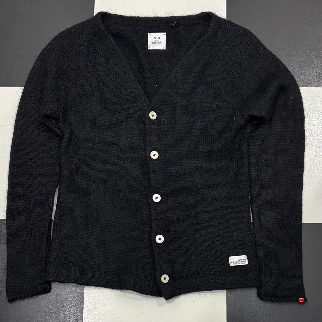 美品 ベドウィン モヘヤ モヘア 毛足長 ニット カーディガン 3 L ブラック