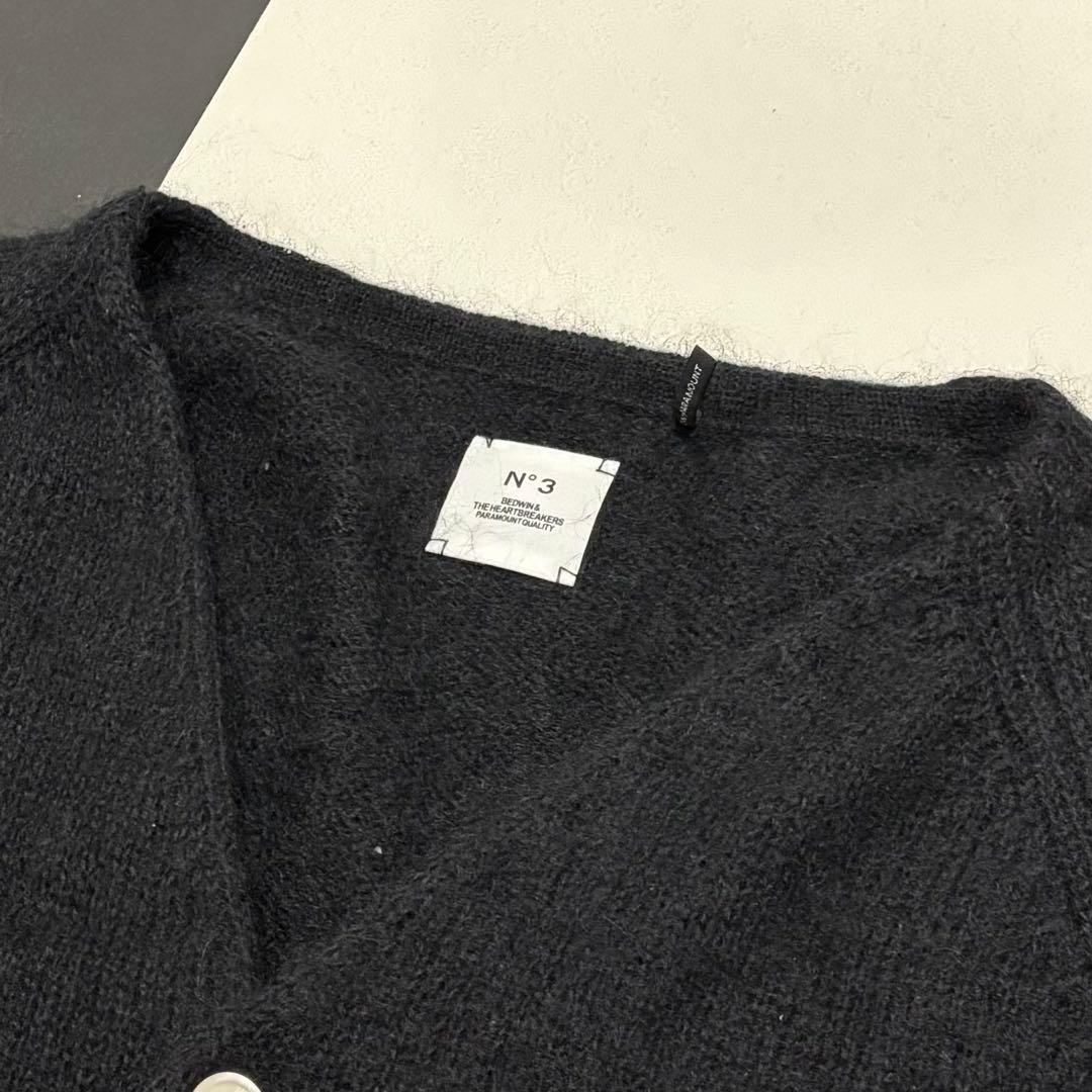 美品 ベドウィン モヘヤ モヘア 毛足長 ニット カーディガン 3 L ブラック