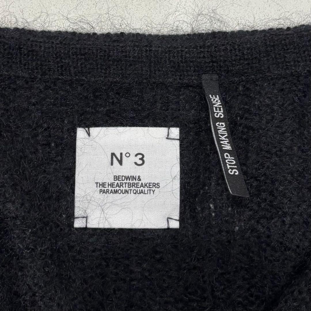 美品 ベドウィン モヘヤ モヘア 毛足長 ニット カーディガン 3 L ブラック