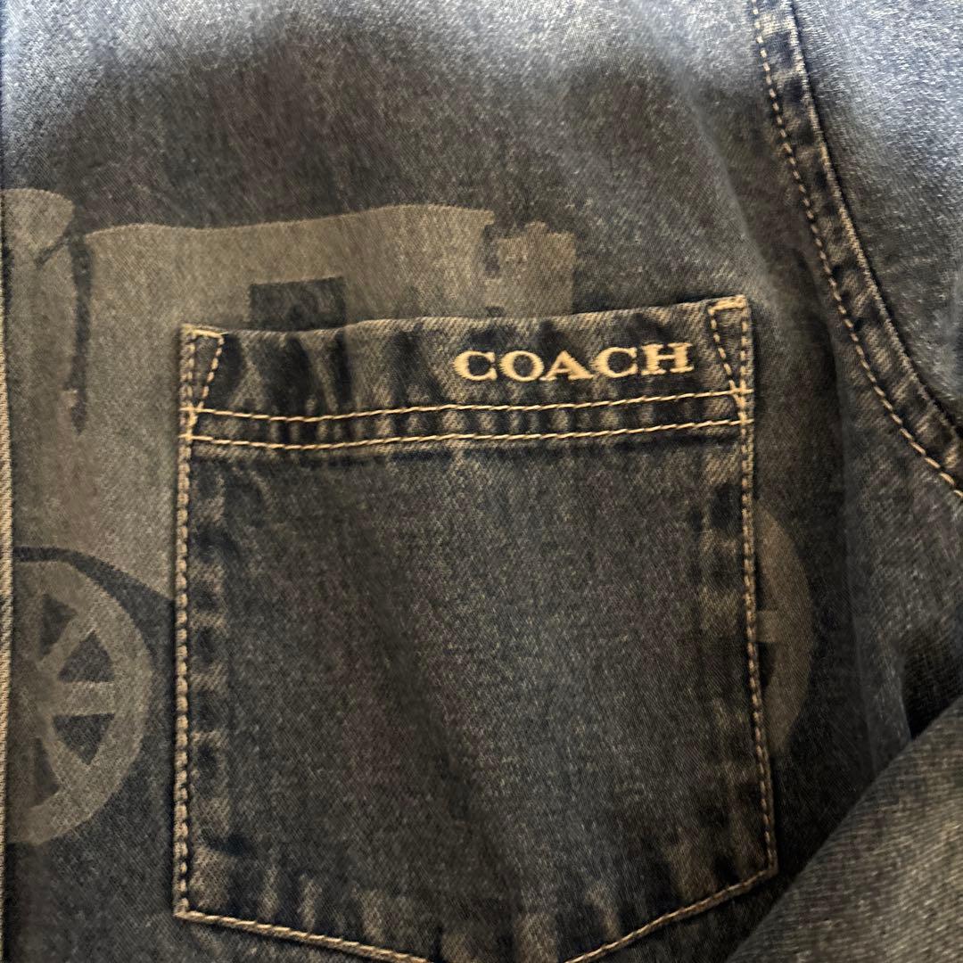 美品　COACH デニムシャツ Mサイズ 馬と馬車デザイン