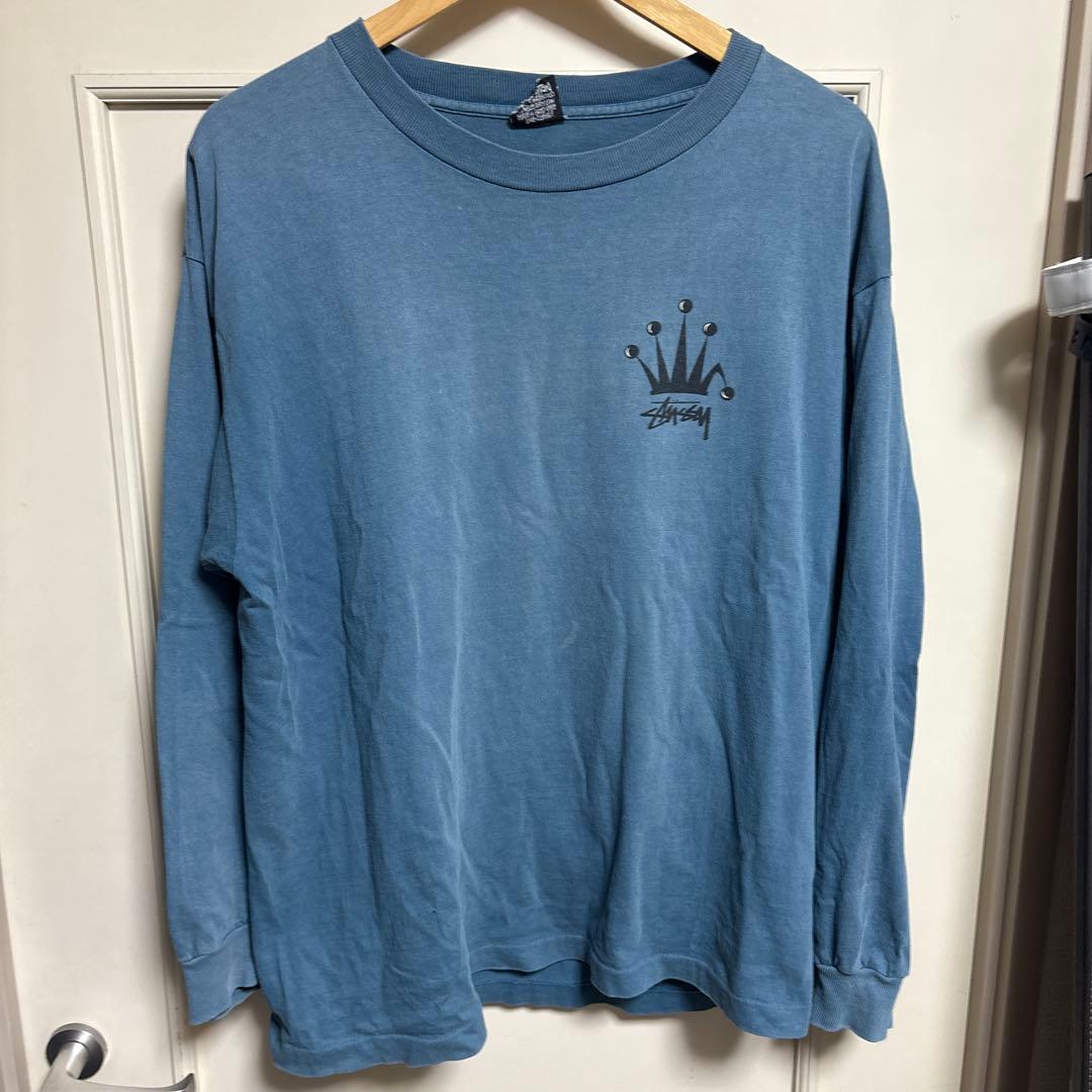 特別セール　80.90s初期　黒タグold stussy 折れクラウン　ロンT