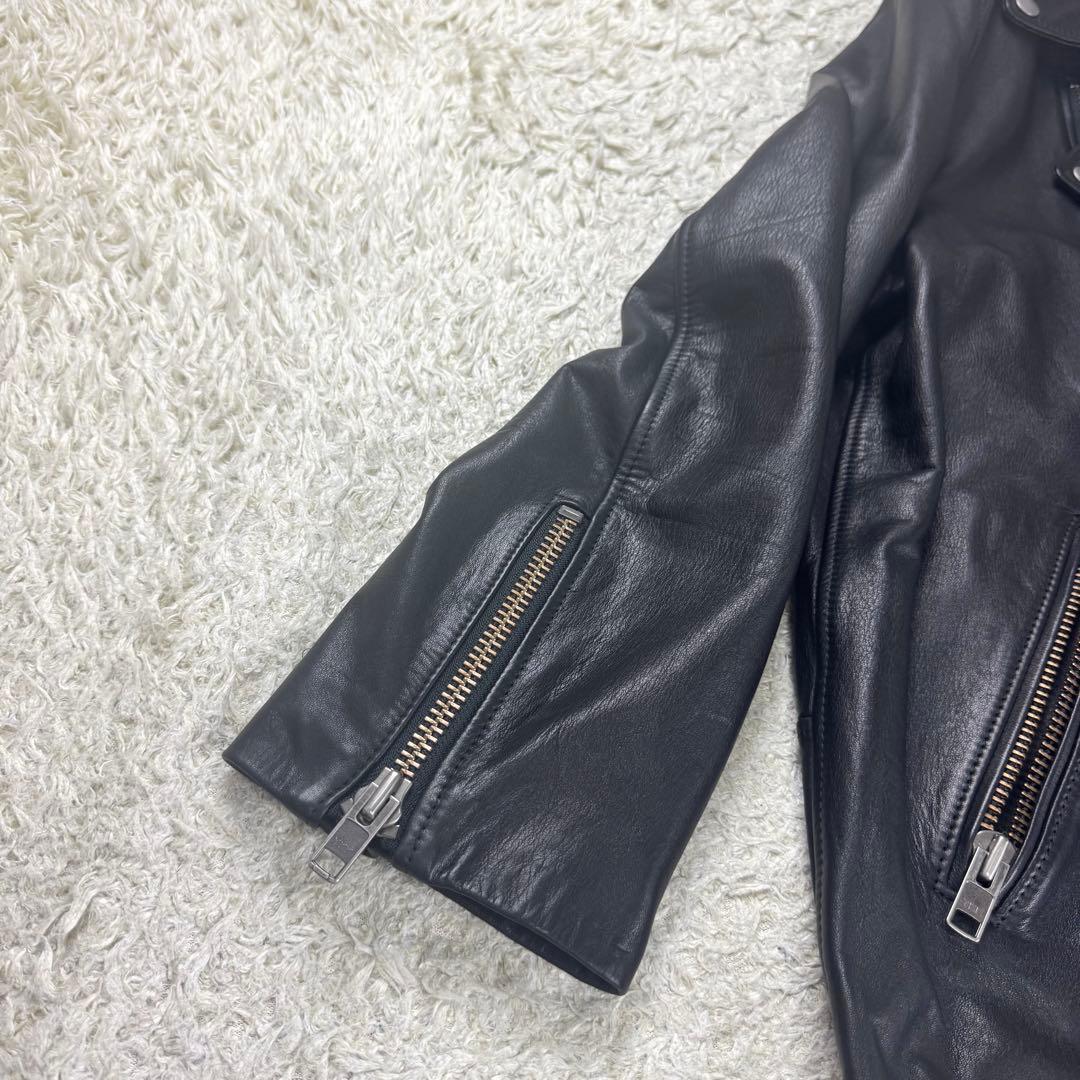 極美品★NAKAGAMI ダブルライダースジャケット ビックシルエット 牛革 黒