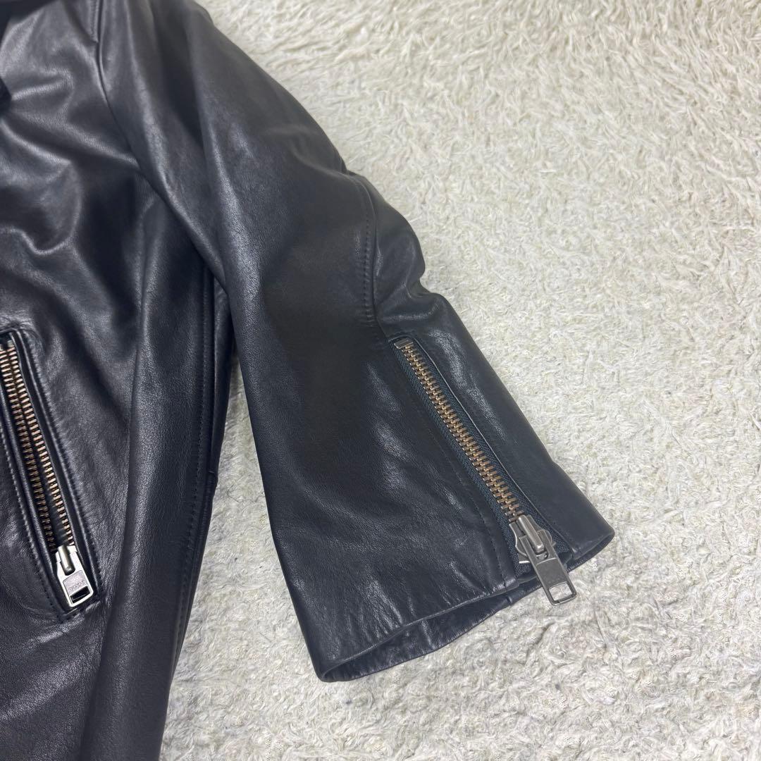 極美品★NAKAGAMI ダブルライダースジャケット ビックシルエット 牛革 黒