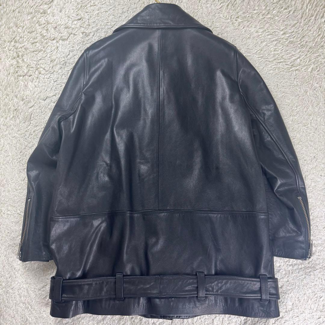 極美品★NAKAGAMI ダブルライダースジャケット ビックシルエット 牛革 黒