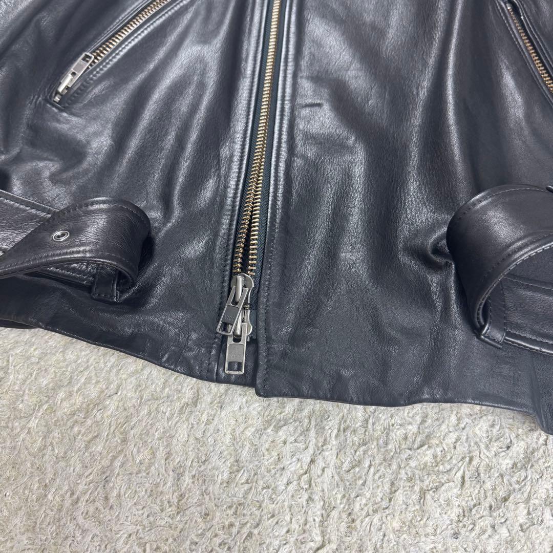 極美品★NAKAGAMI ダブルライダースジャケット ビックシルエット 牛革 黒