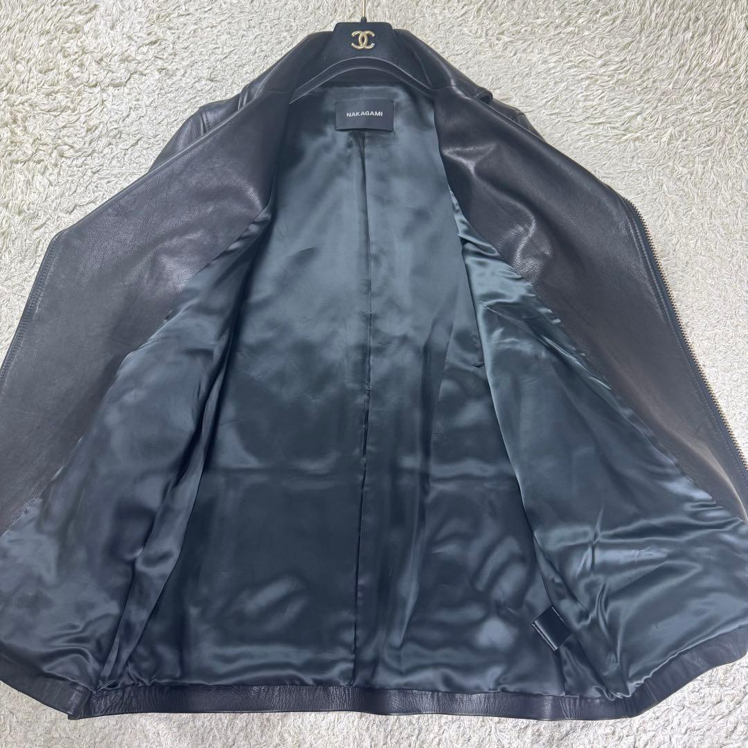 極美品★NAKAGAMI ダブルライダースジャケット ビックシルエット 牛革 黒