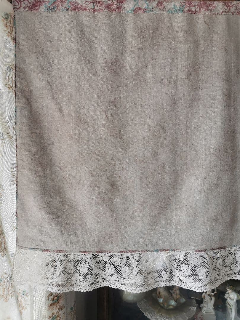 アンティーク 1880年代トワルドジュイ鳥達の森 ミラネーゼレース装飾カーテンβ