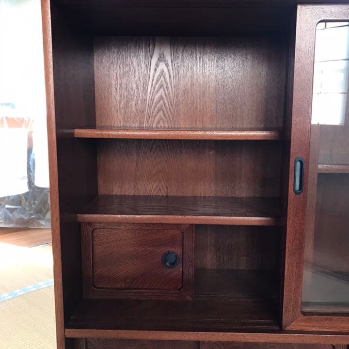 和風 レトロ 飾り棚 茶棚 サイドボード けやき