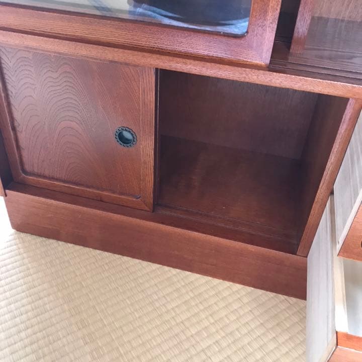 和風 レトロ 飾り棚 茶棚 サイドボード けやき