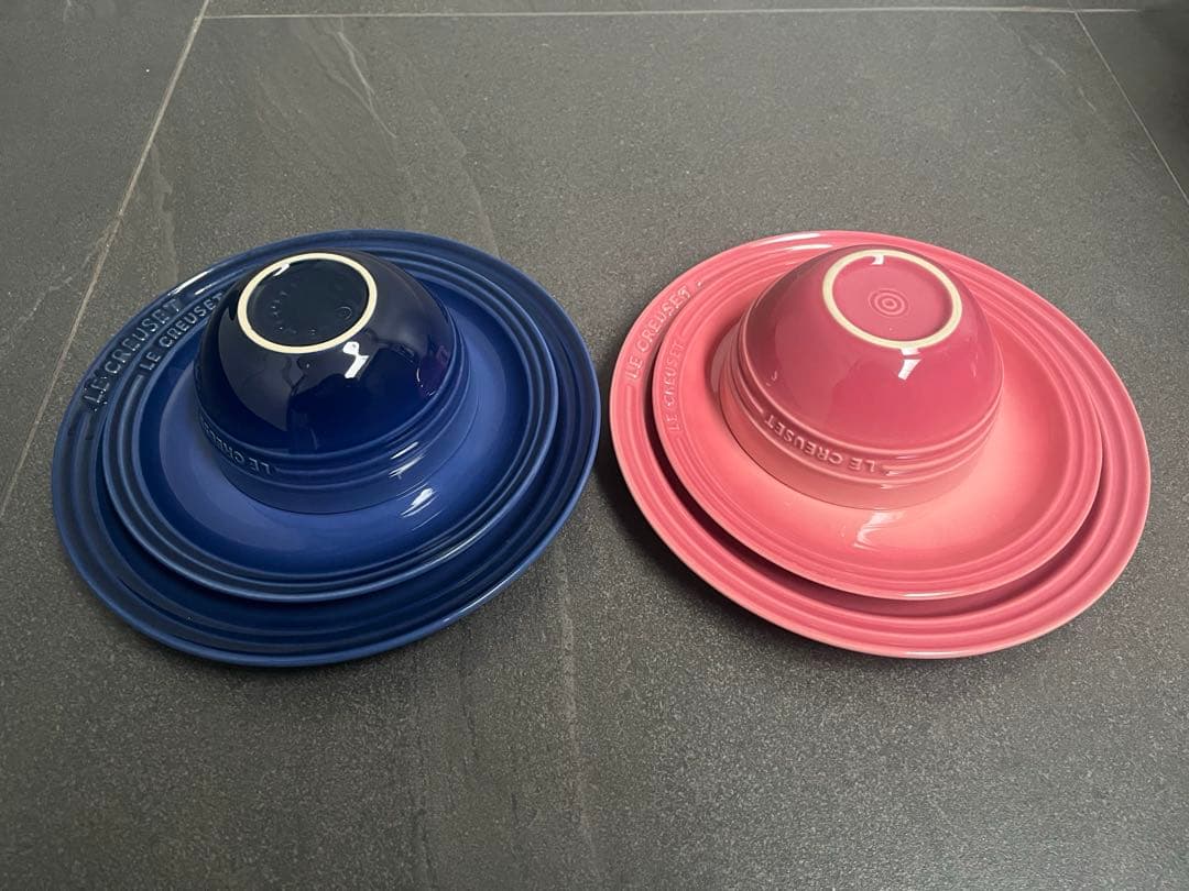 ル・クルーゼ　ピンクとブルー（ローズとコバルトかも）3種×2セット