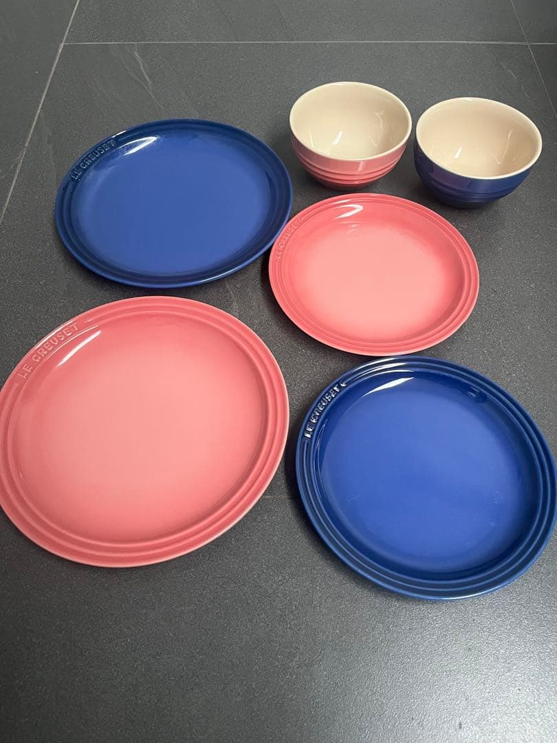 ル・クルーゼ　ピンクとブルー（ローズとコバルトかも）3種×2セット