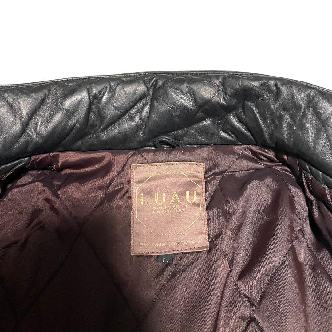 大きいサイズ【LUAU】羊革 本革 ラムレザーシングルライダースジャケット 黒L