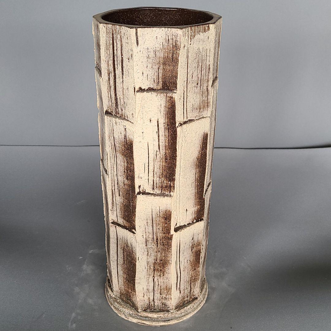 信楽焼 スリム 傘立て 面取り 高さ４５cm