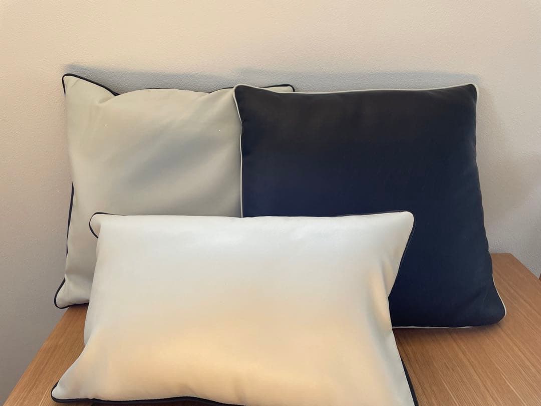 日本製　クッション　オーダー　レザー　クッションカバー　3点　セットレザー