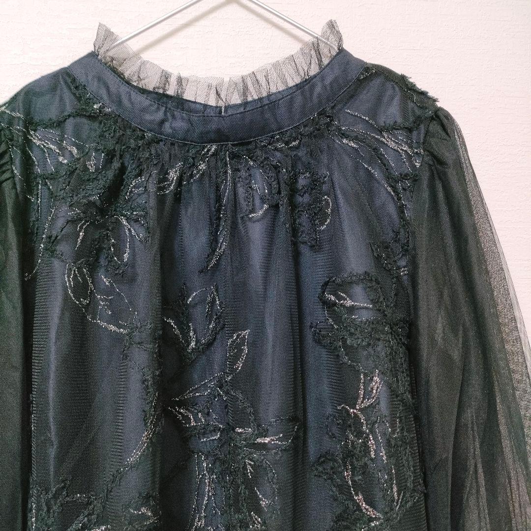 定価2.2万円【新品】フェザーフラワーチュールドレス 黒ブラック Ｌサイズ