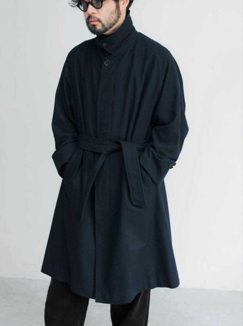LE ネイビー ステンカラーコート