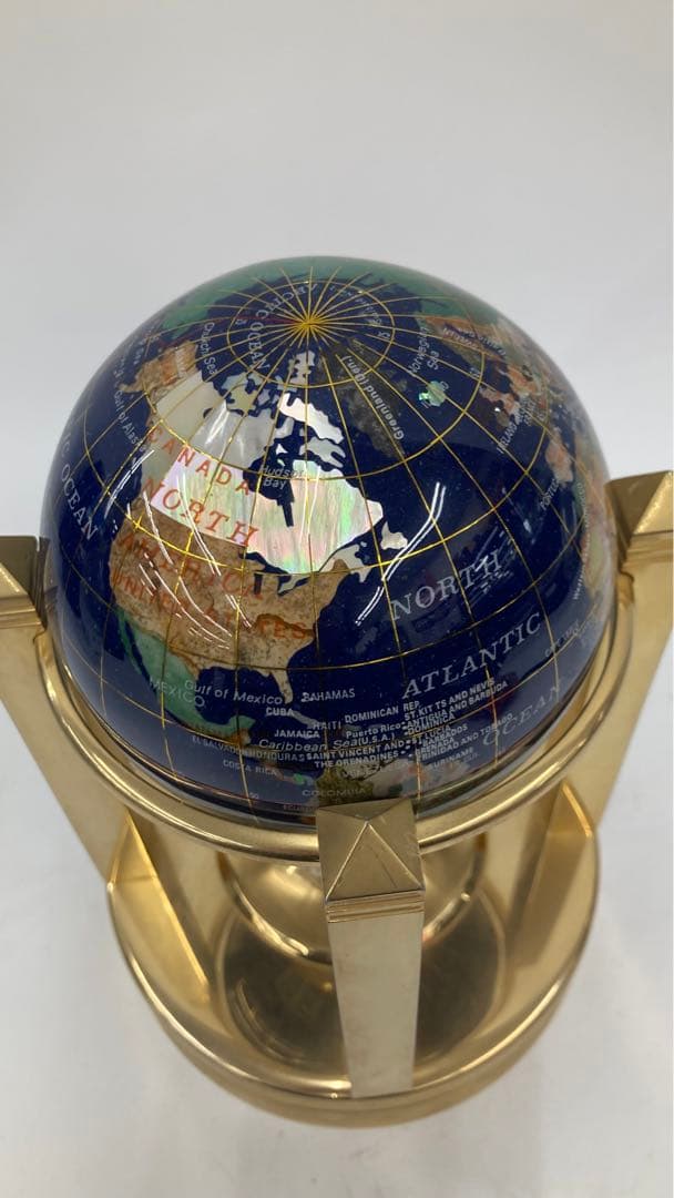 英国　地球儀真鍮製スタンド　地球儀　置時計 アンティーク 回転式