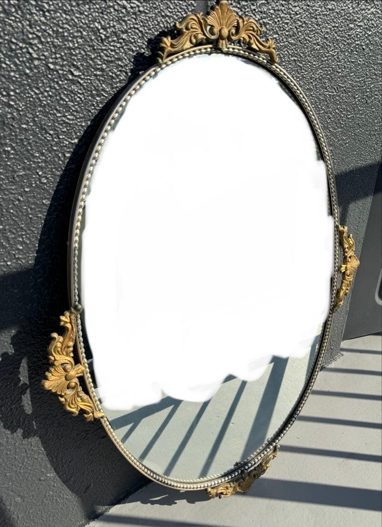 金色　楕円形　壁掛け鏡　ウォールミラー