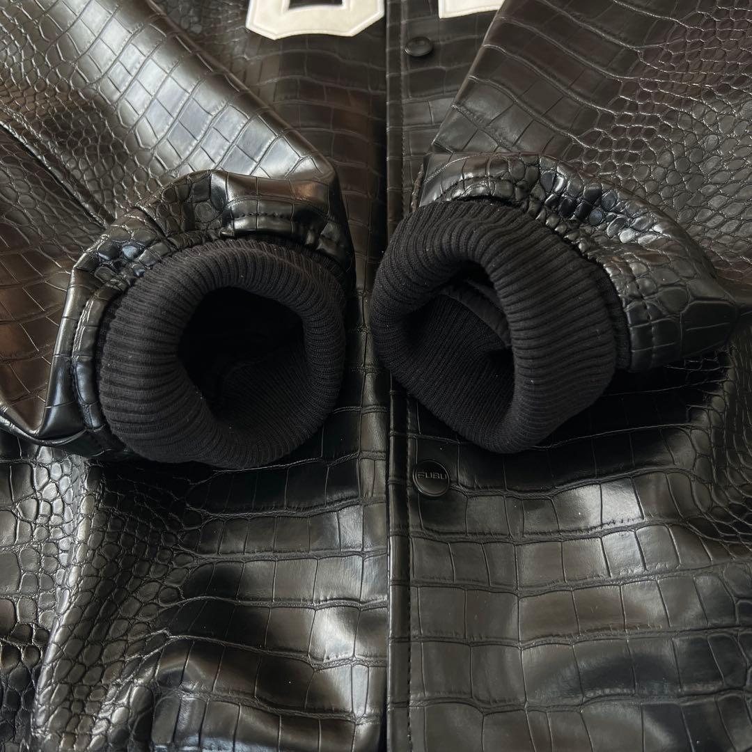 極美品✨ FUBU フェイクレザー　スタジャン フブ 黒 パイソン クロコダイル
