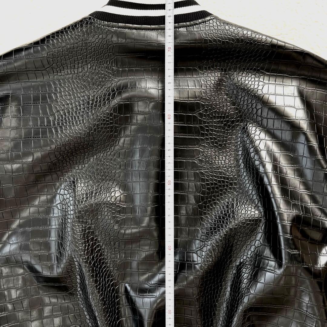極美品✨ FUBU フェイクレザー　スタジャン フブ 黒 パイソン クロコダイル