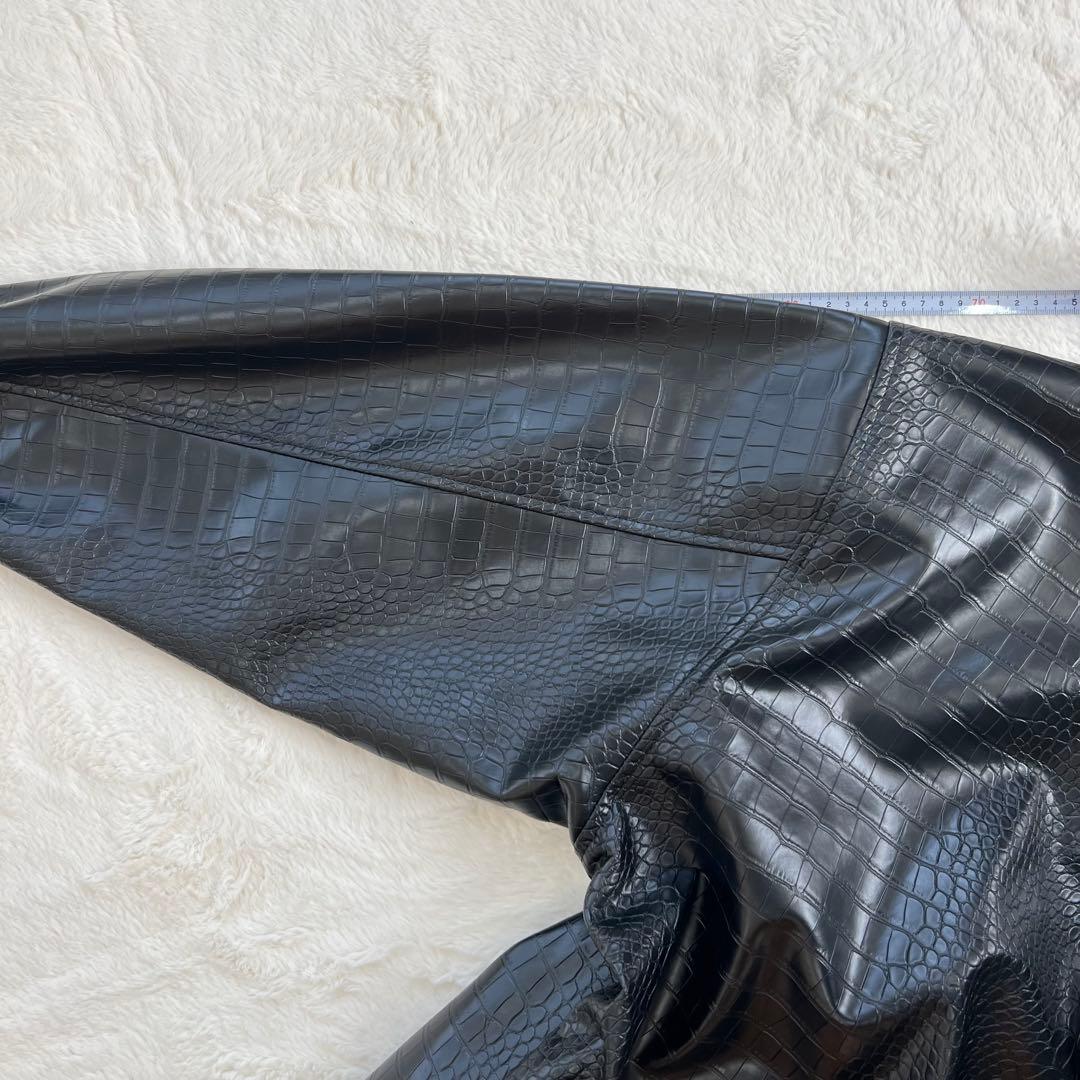 極美品✨ FUBU フェイクレザー　スタジャン フブ 黒 パイソン クロコダイル