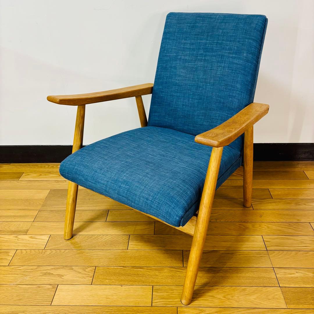 オーク材 ナチュラル モダン アームチェア 1Pソファ ラウンジチェア 北欧