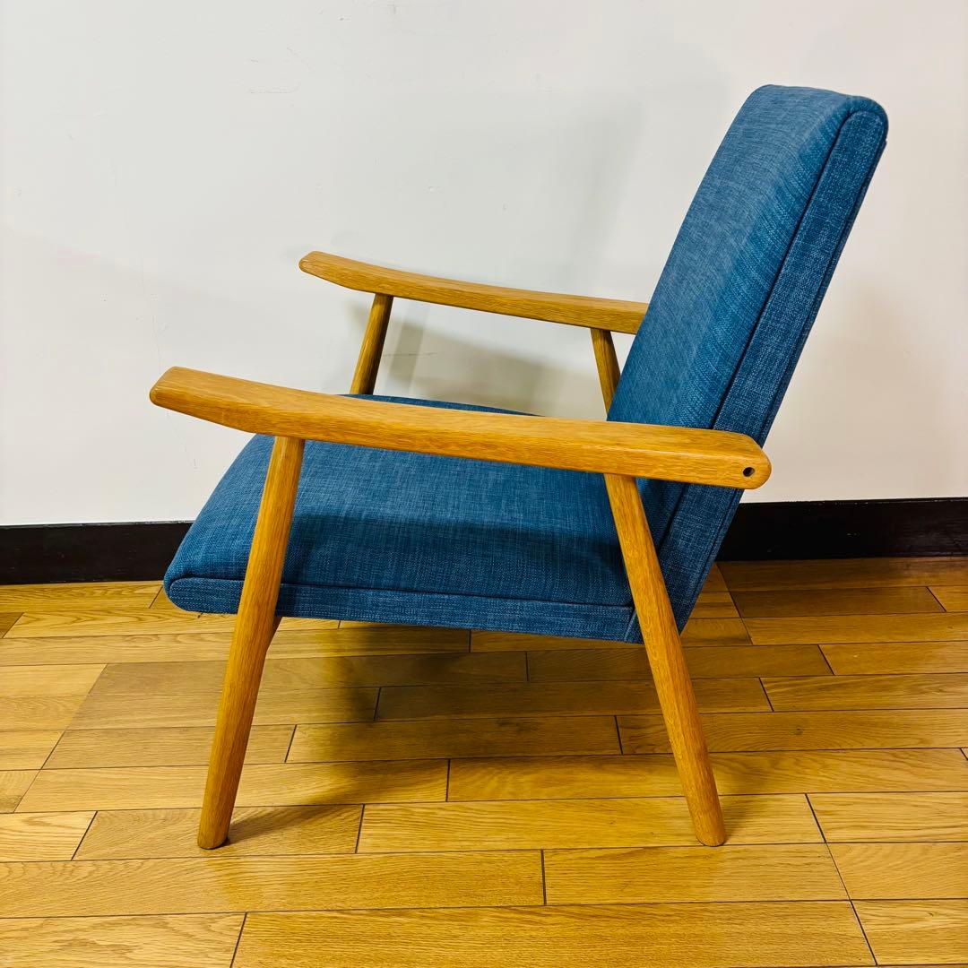 オーク材 ナチュラル モダン アームチェア 1Pソファ ラウンジチェア 北欧
