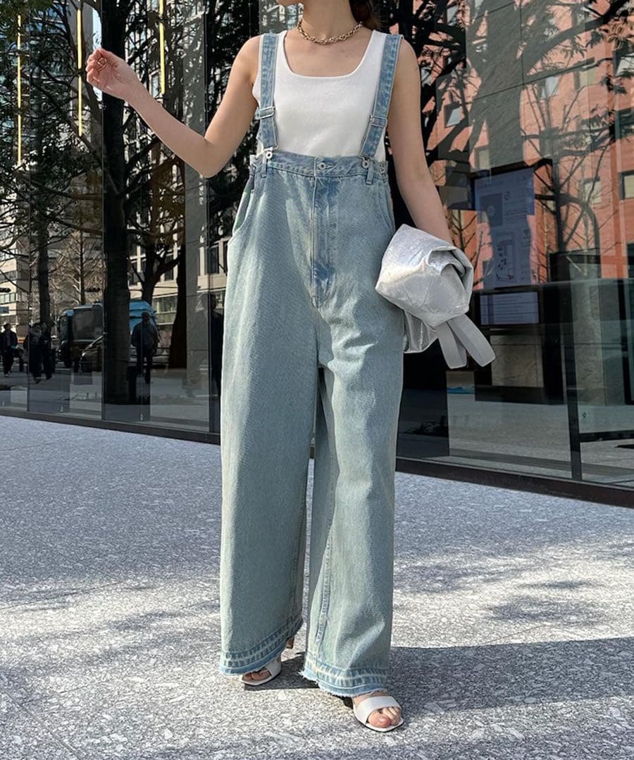 美品 doudou ドゥドゥ デニムサロペット ライトブルー F レディース