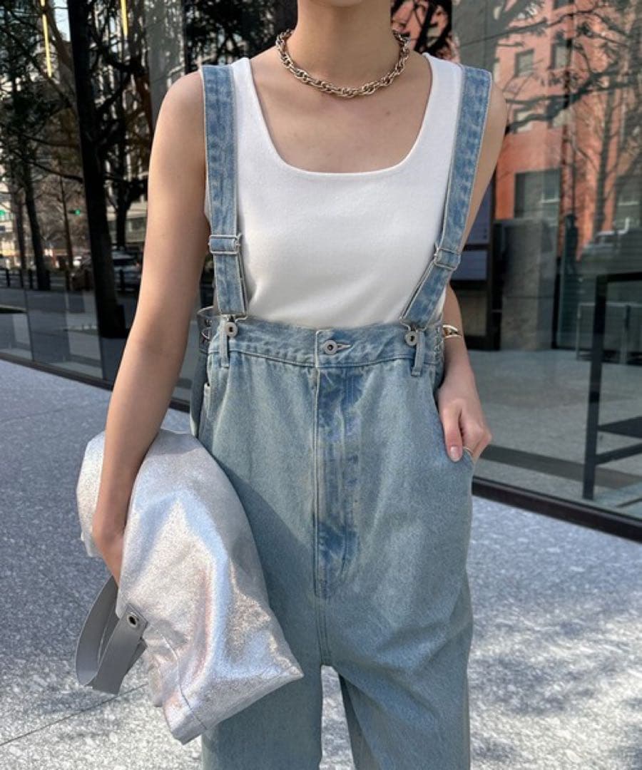 美品 doudou ドゥドゥ デニムサロペット ライトブルー F レディース