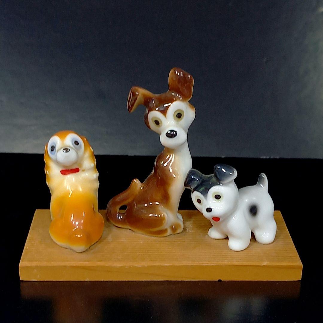 【昭和レトロ】わんわん物語　陶器　置物✧希少✧レディ＆トランプ＆ジョック？