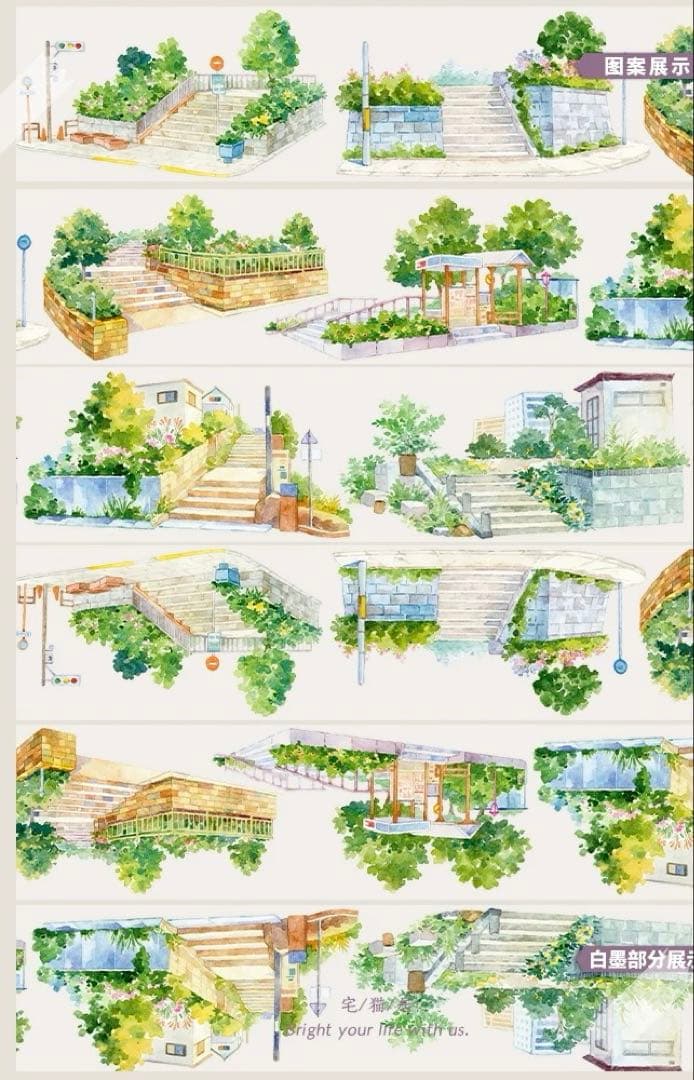 海外マスキングテープ巻売り 街景闊歩 風景マスキングテープ人物マステ