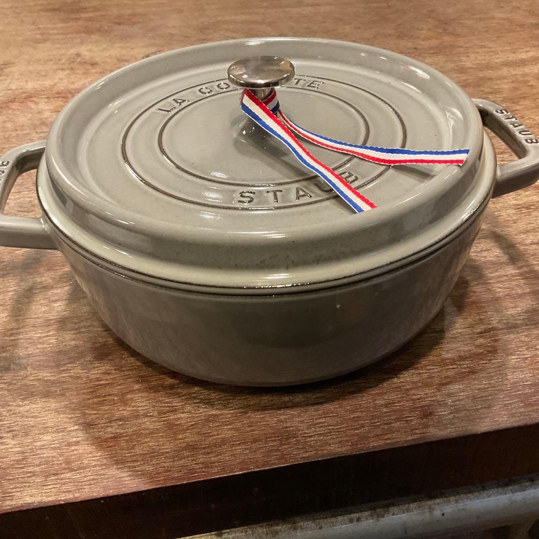 極美品！26cm 浅型 ストウブ ピコ ココットラウンド シャロー グレー