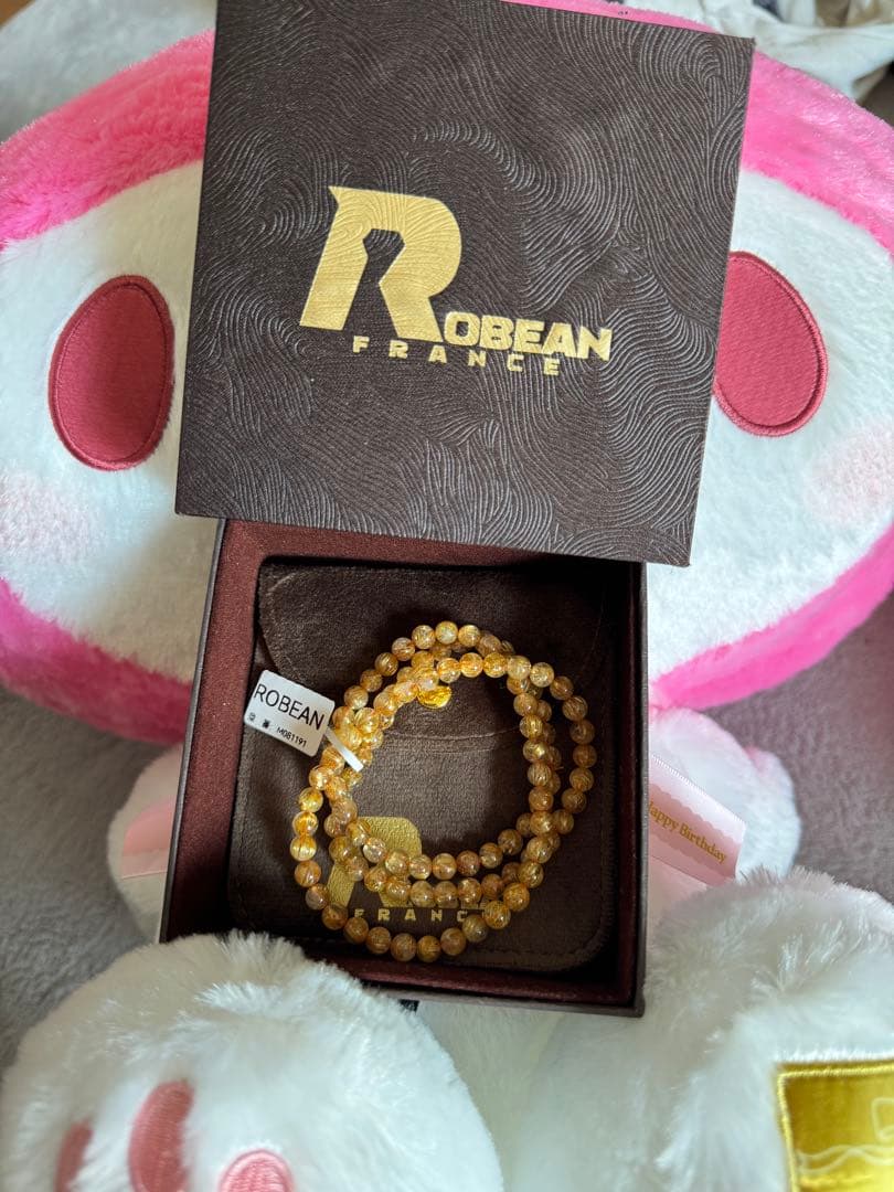 ROBEAN 天然石 タイチンルチル 金運 開運 3本巻きブレスレット