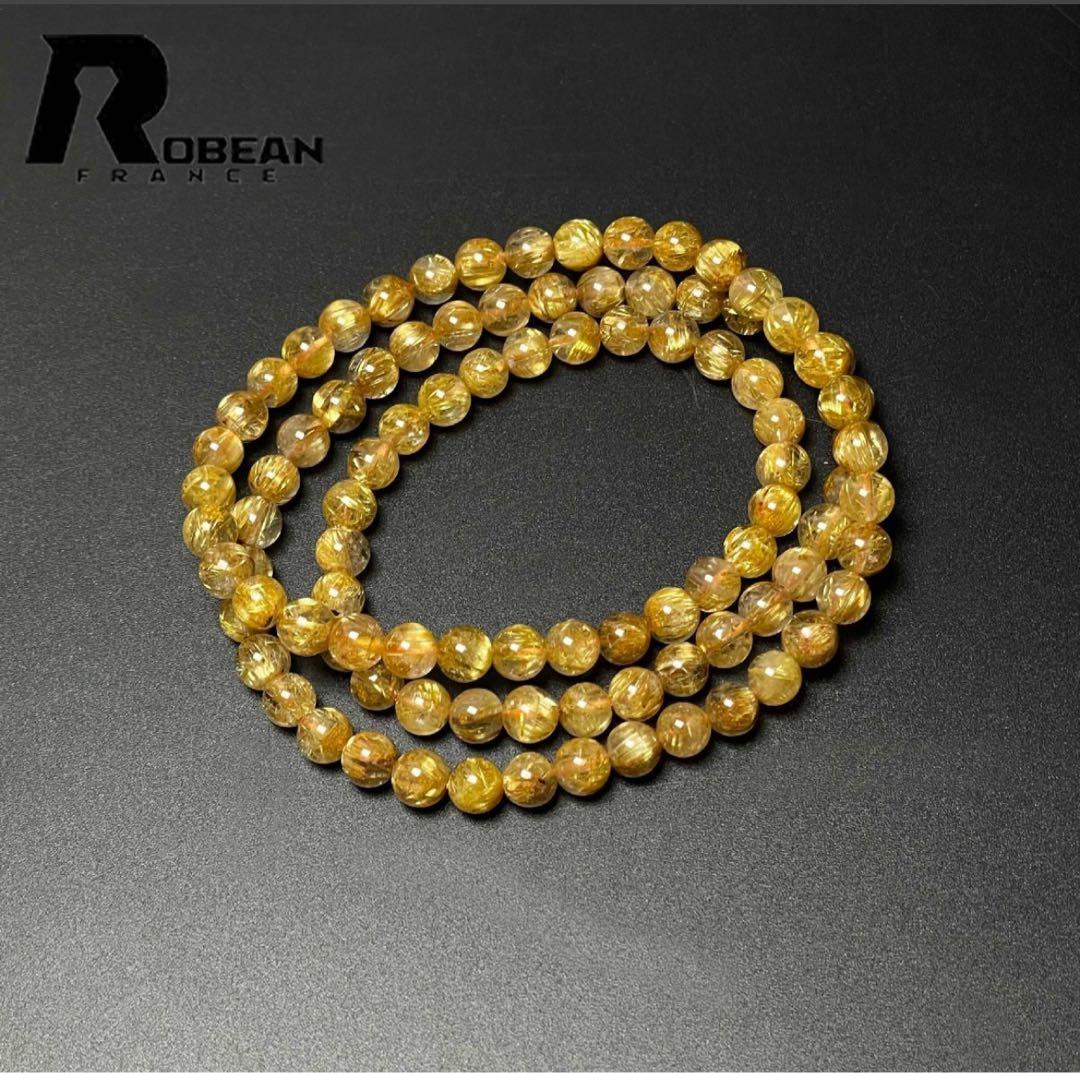 ROBEAN 天然石 タイチンルチル 金運 開運 3本巻きブレスレット