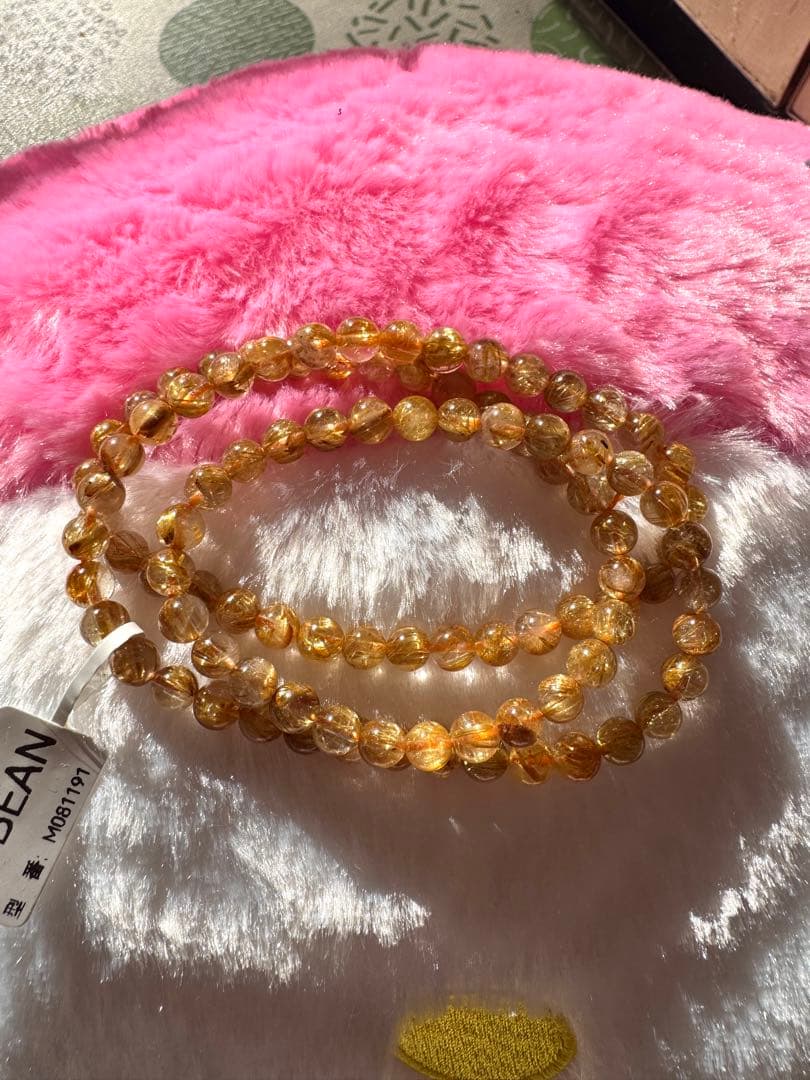 ROBEAN 天然石 タイチンルチル 金運 開運 3本巻きブレスレット
