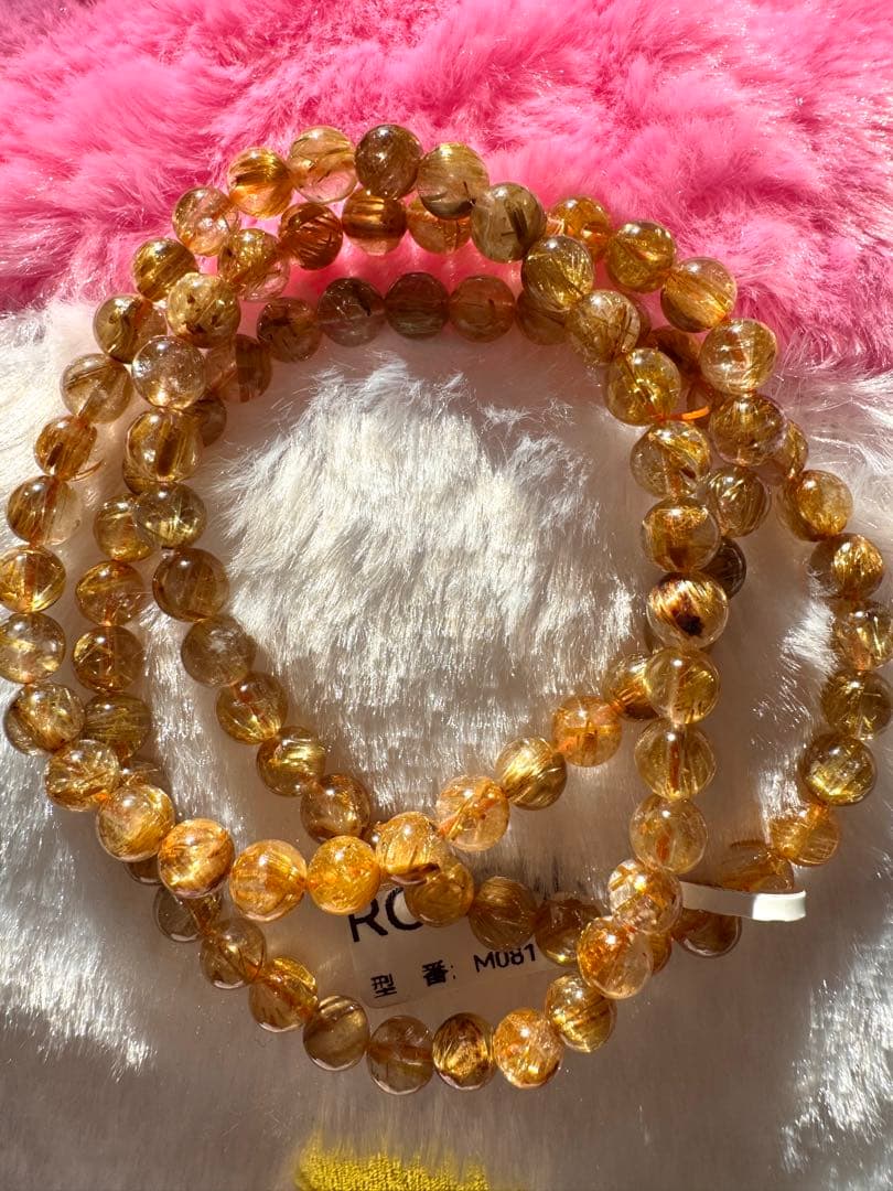 ROBEAN 天然石 タイチンルチル 金運 開運 3本巻きブレスレット