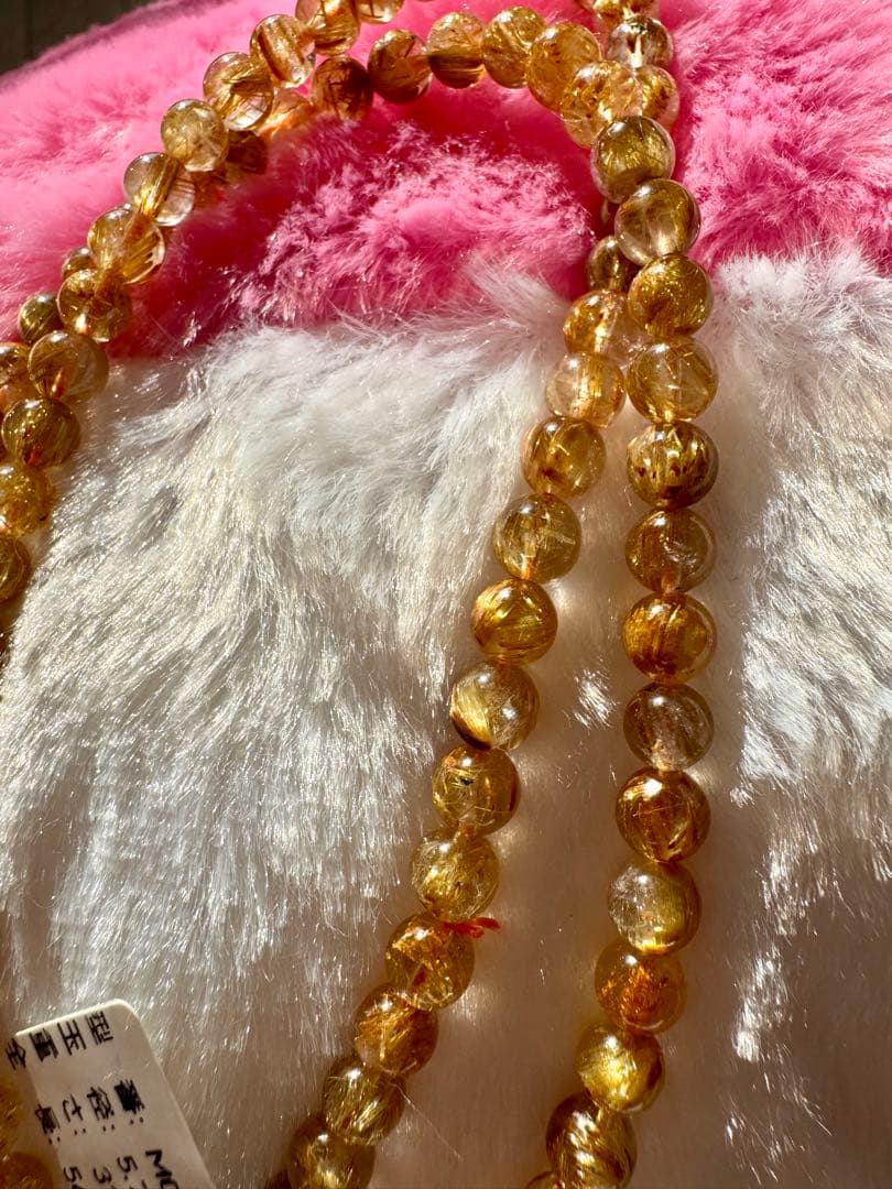 ROBEAN 天然石 タイチンルチル 金運 開運 3本巻きブレスレット