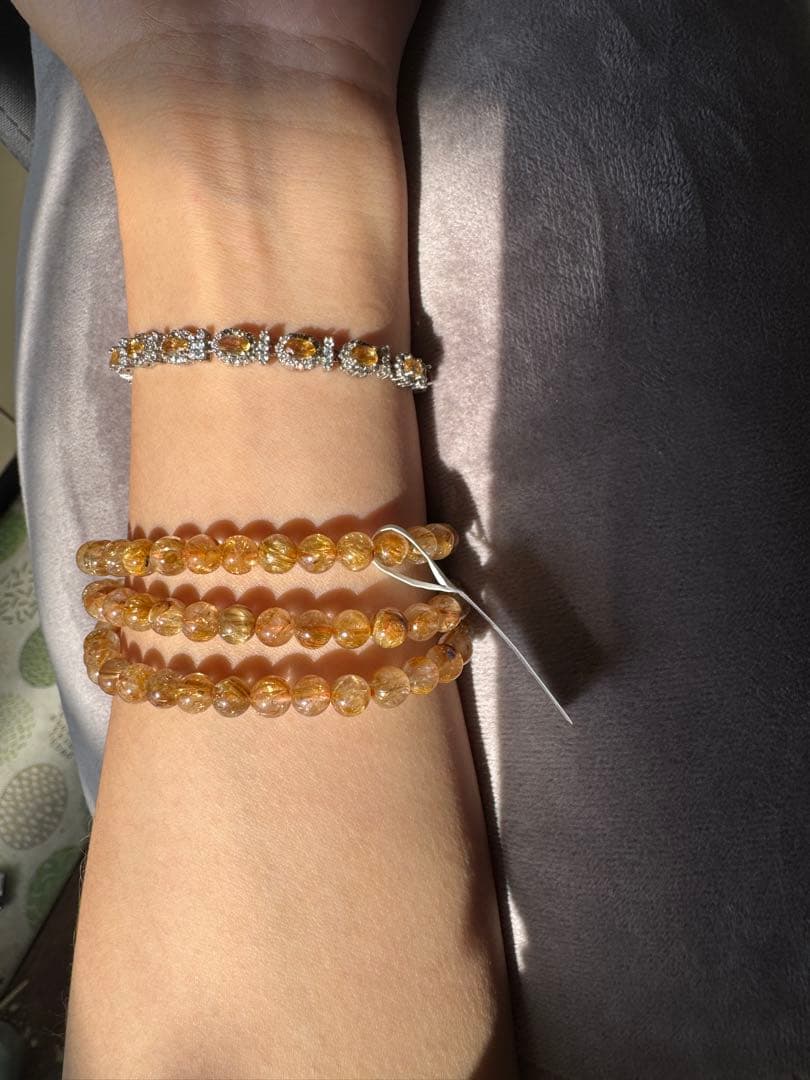 ROBEAN 天然石 タイチンルチル 金運 開運 3本巻きブレスレット