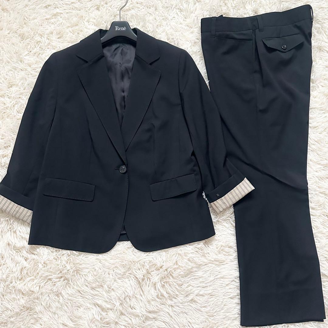 バーバリー 大きいサイズ パンツスーツ セットアップ ノバストライプ 黒