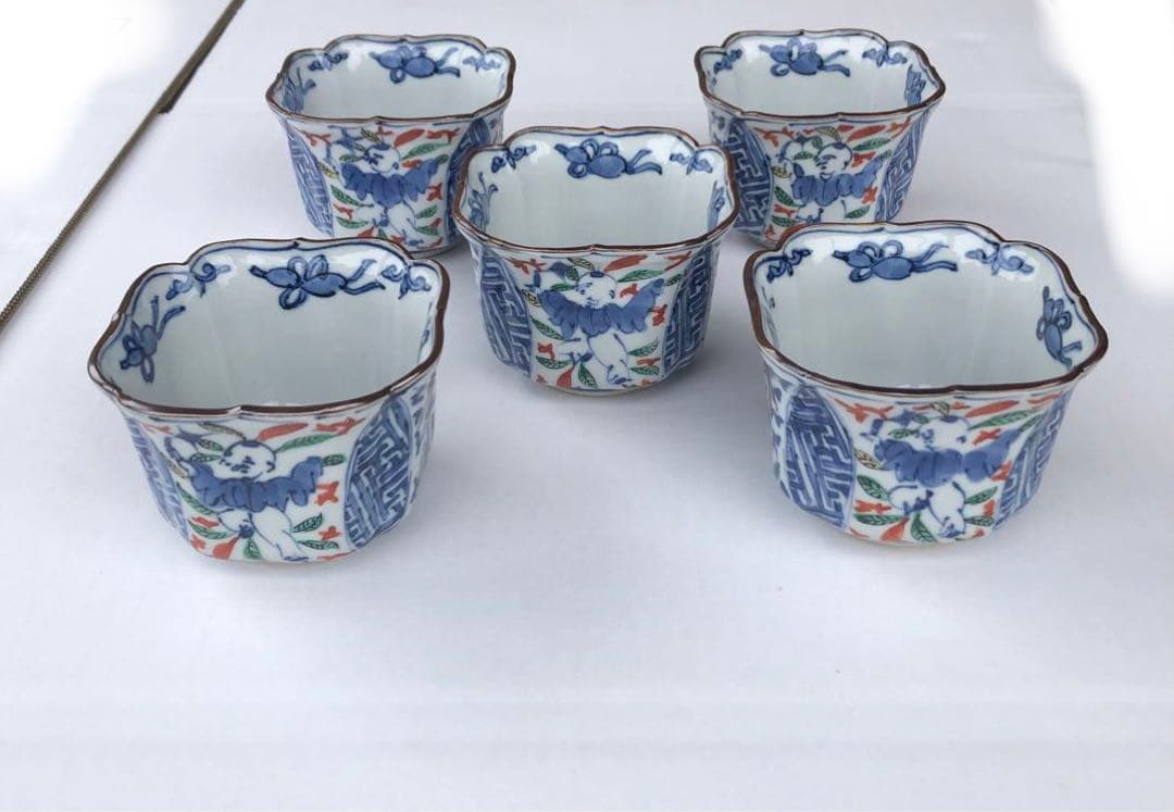 20. 京焼　雲泉造（2代目）◯彩唐子唐草　小鉢5客揃