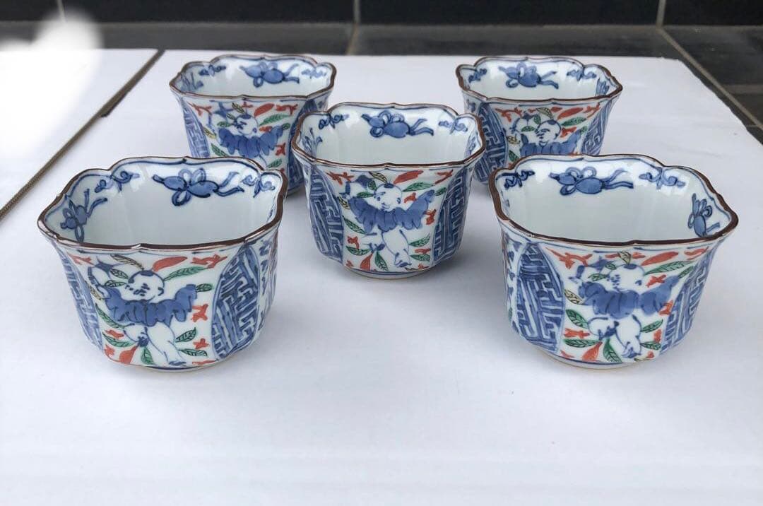 20. 京焼　雲泉造（2代目）◯彩唐子唐草　小鉢5客揃