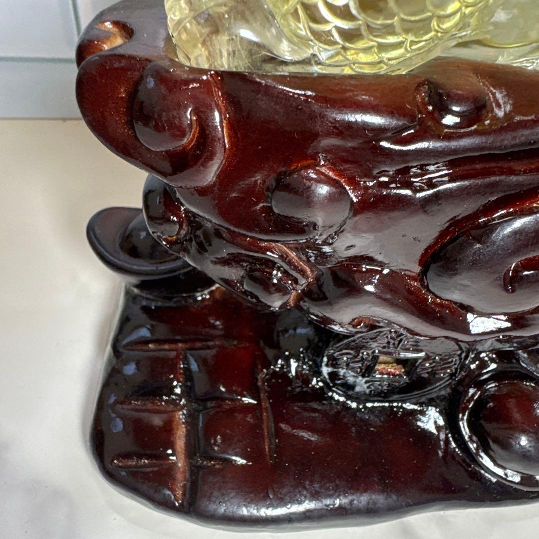 【極上品】超絶クリア　シトリン　ロングイ　龍亀　置物