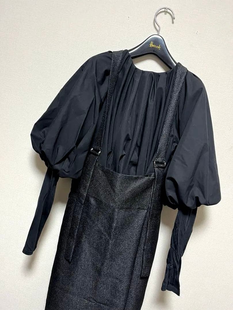 新品同様SHIPS別注assietteメタリックサスペンダー スカート